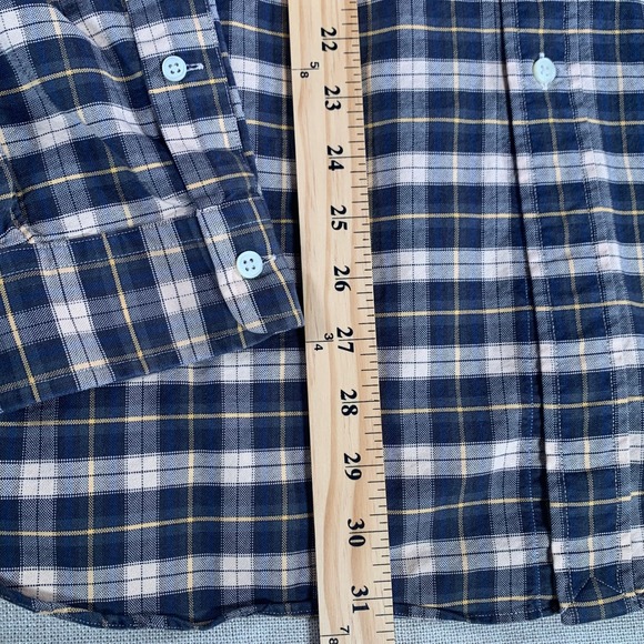 Ralph Lauren Mens XXL Plaid Button Down Shirt Navy Blue White Yellow Cotton - Picture 5 of 10